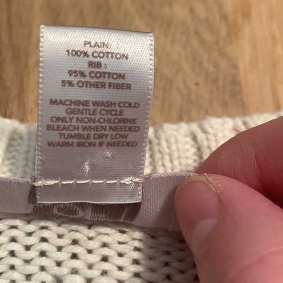 𝅺LOFT Cable-knit 3/4 Length Sleeve Sweater Cream/Black/Teal Striped Women’s M - Picture 3 of 8